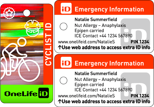 Personalised Cyclist ID Tag from OneLife iD